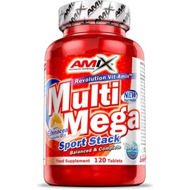 AMIX Multi Mega Stack - Vitaminkomplex mit den Vitaminen C, E, B und D und Mineralstoffen wie Zink, Calcium, Phosphor, Eisen und Magnesium zur Leistungssteigerung, 120 Kapseln