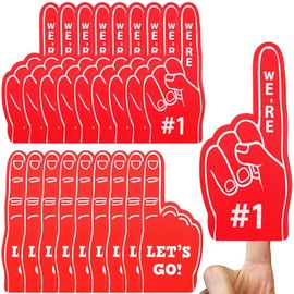 EXEXIUO 18PCS Mini Foam Fingers Baseball Fan Mini Foam Finger, Football Party Favors We're #1 Sports Themed Party Supplies for Cheerleader Sport Events Baseball Basketball Soccer Team Gifts(Red)