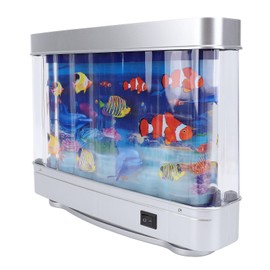 Hyuduo Lifelike Artificial Aquarium with Moving Fish, USB LED Baby Toy Night Light, Mini Aquarium Lamp for Babies, Cats, Aquarium, Office, Desk, Sensory