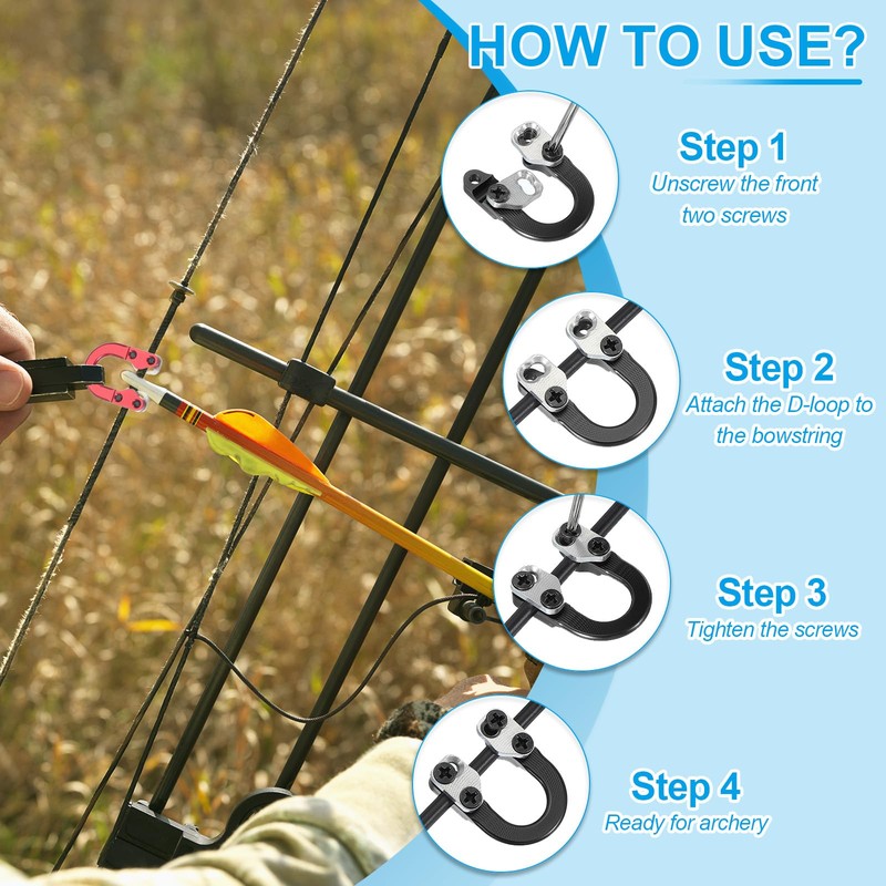 PATIKIL Archery D Loop, 2 Set Compound Bow Metal U