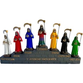 Cannan 7 Potencias Santa Muerte 13" L x 6" H Siete Colores Holy Death Grim Reaper Skull Seven Powers Resin Figure