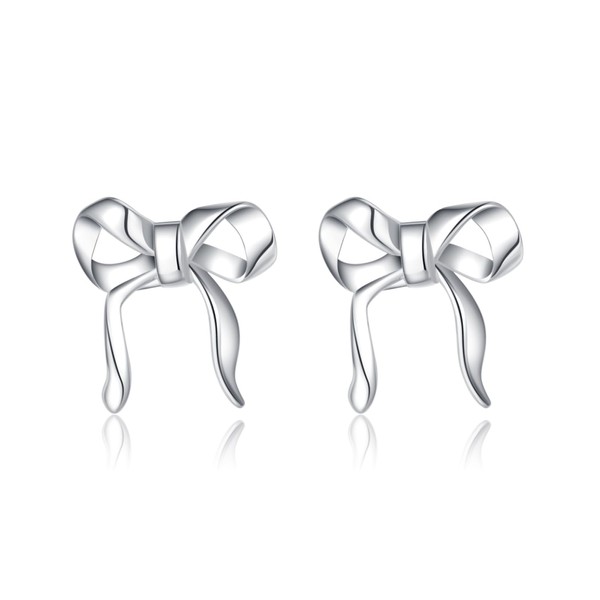 SLUYNZ 925 Sterling Silver Small Bow Stud Earrings for Women
