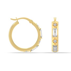 LeCalla 925 Sterling Silver 14K Gold-Plated Hoop Earrings for Women Hypoallergenic ClickTop Hoops Earring for Teen