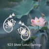 Lotus Flower Earrings for Women Silver 925 Moonstone Stud Earrings