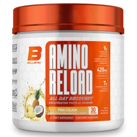 BALLISTIC SUPPS - AMINO RELOAD - All Day Recovery BCAA - EAA's & Electrolytes Vegan & Keto Friendly - 336 Grams - 30 Serving (Pina Colada)
