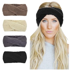 Womens Winter Knitted Headband - Soft Crochet Bow Twist Hair Band Turban Headwrap Hat Cap Ear Warmer