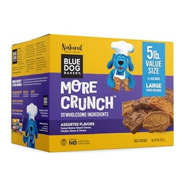 Blue Dog Bakery More Crunch Assorted Flavors, Dog Biscuits, Healthy Treats, All Natural, Bacon, Chicken, Cheese, Peanut Butter, 5 lb (Pack of 1)