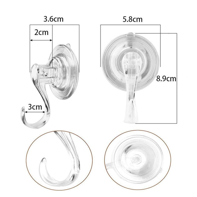 Fleymu Pack of 6 Suction Cup Hooks, Extra Strong, Maximum