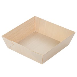Restaurantware Taipei 14 Ounce Food Containers 100 Square Wooden Bento Boxes - Lids Sold Separately Grease Impermeable Poplar To Go Boxes Disposable Serve Noodles Dumplings And More