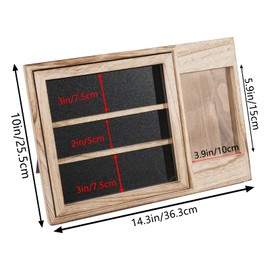 Wooden Challenge Coin Display Frame Adjustable Compartments for Different Size Coins Medals,Medal Display Case with 4x6 inch Photo Frame for Runners,Military,Sports