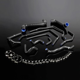 PIT66 Silicone Radiator Hose Kit,Compatible with 2002-2007 Impreza WRX GDA/GGA STi GDB/GGB EJ20 Black with Clamps