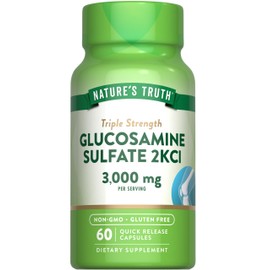 Nature's Truth Glucosamine Sulfate Capsules | 3000mg | 60 Count | Triple Strength | Non-GMO & Gluten Free Supplement