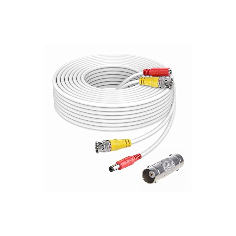 FITE ON 65ft White BNC Extension Cable Cord Lead Compatible