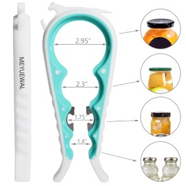 MEYUEWAL Latest Jar Opener for Weak Hands, 6 in 1 Multi Function Can Bottle Kit with Silicone Handle Easy to Use Children, Elderly and Arthritis Sufferers, Latest Jar Opener-White Green
