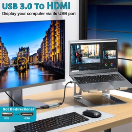 Herfair USB to HDMI Adapter for Monitor USB 3.0 to HDMI Female Converter 1080P Output HDMI Connector for Computer Laptop Desktop with Windows 11/10/8.1/8/7 MacOS Operating System