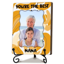 MXLINSW You Are The Best Nana Gifts for Grandma, Warm Memory Gift for Women, Banana Decorative Photo Frame, Vertical Wooden Picture Frame with Stand, Home Office Desk Decor, Banana Print-B20