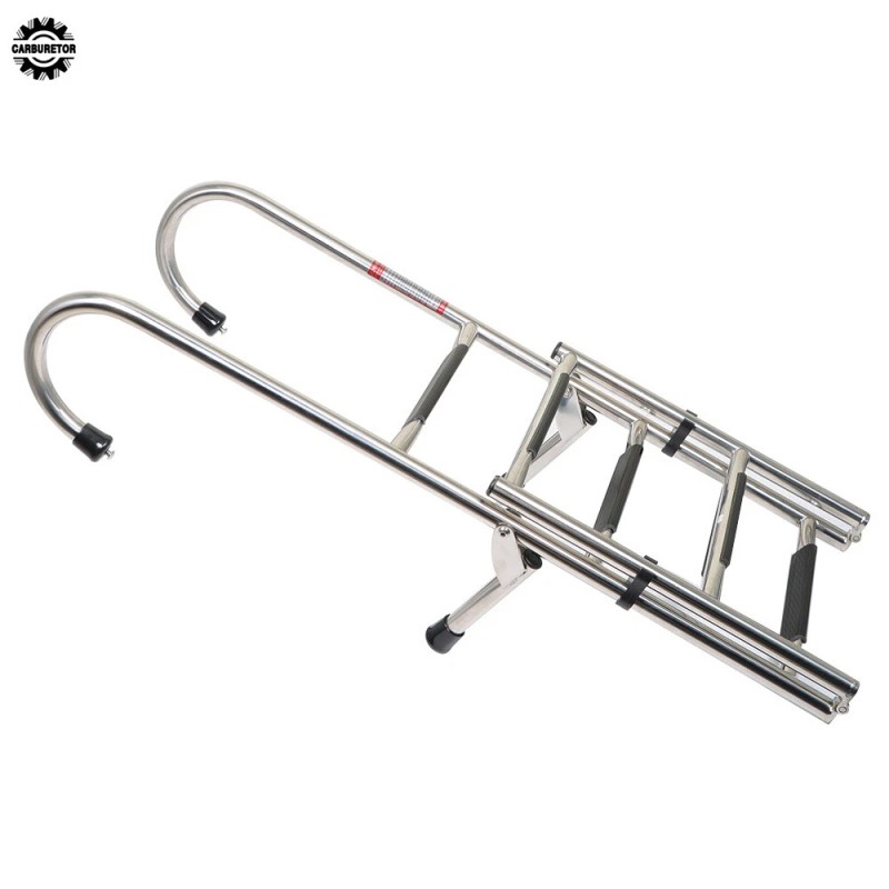 home-garden-fix 2+3 Steps Stainless Steel Folding Ladder Telescoping 400 lb.For