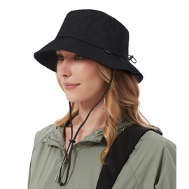 Creekstone Sun Hats for Women Men UV Protection Bucket Hat Waterproof Rain Hat Packable Summer Hat UPF50 Hiking Fishing Hat (US, Alpha, One Size, Black)