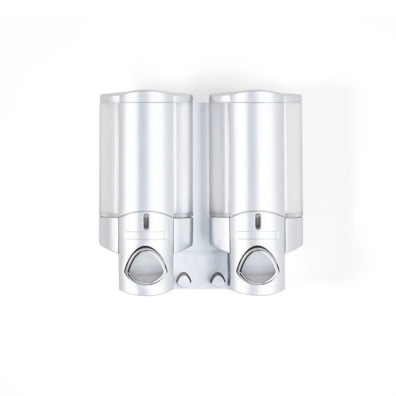 Homeroots Gray Heavy Duty Plastic Two Chamber Wall Mount Soap