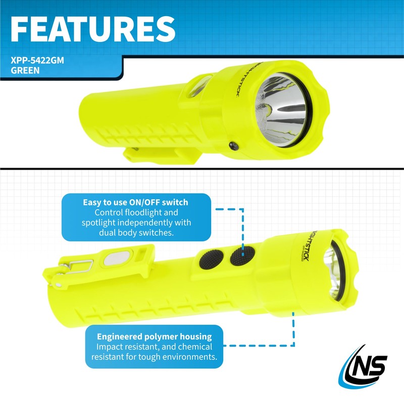 Nightstick XPP-5422GM Intrinsically Safe Dual-Light Flashlight w/Magnets-3 AA (not Included)