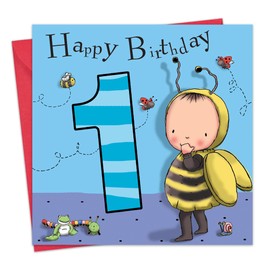 Twizler 1st Birthday Card Boy Bumble Bee - Age 1 Birthday Card – Boys Birthday Card Age 1 – Happy Birthday Card 1 Year Old Boy - Childrens Birthday Cards – Happy Birthday Card Boy – Card Age 1 Boy