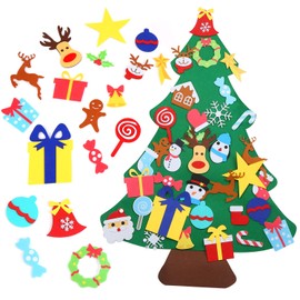 LOKIPA Felt Christmas Tree,Kids Felt Xmas Tree With 36pcs Ornaments For DIY Christmas Tree Fun