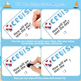 Garfunkel 2 Pcs Whiteboard Cruise Door Magnets Decorations with 4 Pcs Erasable Marker, 9.8 x 7.4 Inch Cabin Door Magnet Sticker for Ship Cruise Stateroom Carnival Party Refrigerator Decoration
