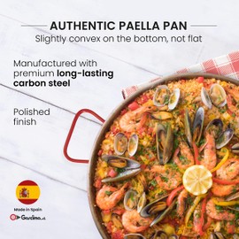 Machika Carbon Steel Pan, Premium Paella Pan for Perfect Socarrat, Versatile Carbon Steel Skillet for Indoor/Outdoor Cooking, Convex Bottom Design, 22 inches/16 Servings