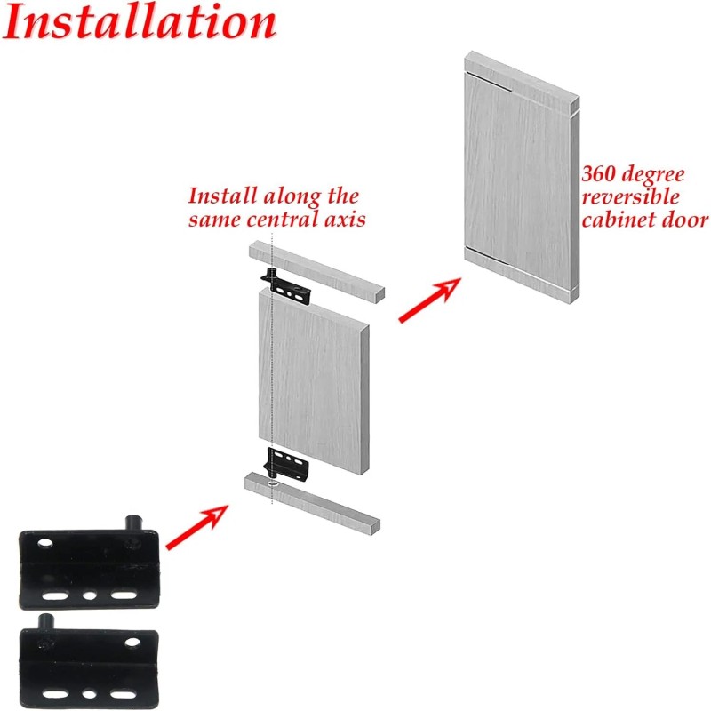 LJZP 12 Sets Pivot Hinges with Bushing Concealed Shaft Cabinet