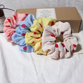 Strawberry Hair Bow Clip Pin Girls Fruit Hair Barrettes Strawberry Ribbon Bow BBG24 (Hair Scrunchies-4 Pcs)