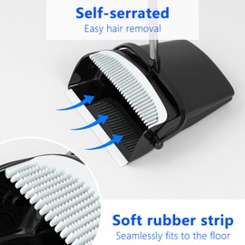 Broom with Dustpan Combo Set (54”) Long Handle Household Dust Pan for Home Office Kitchen Cleaning （Black & Grey）