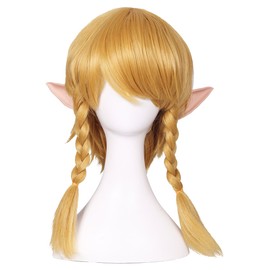ColorGround Long Golden Braided Cosplay Wig with ELF Ears
