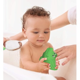 DolliBu Alligator Bath Buddy Squirter - Floating Green Alligator Rubber Bath Toy, Fun Water Squirting Bathtime Play For Toddlers, Cute and Soft Tropical Animal Toy