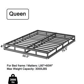 RLDVAY Queen-Box-Spring, 4 Inch Queen Size Box Spring, Heavy Duty Mattress Foundation, Metal Box Spring with Fabric Cover Set, Easy Assembly, Squeak Resistant