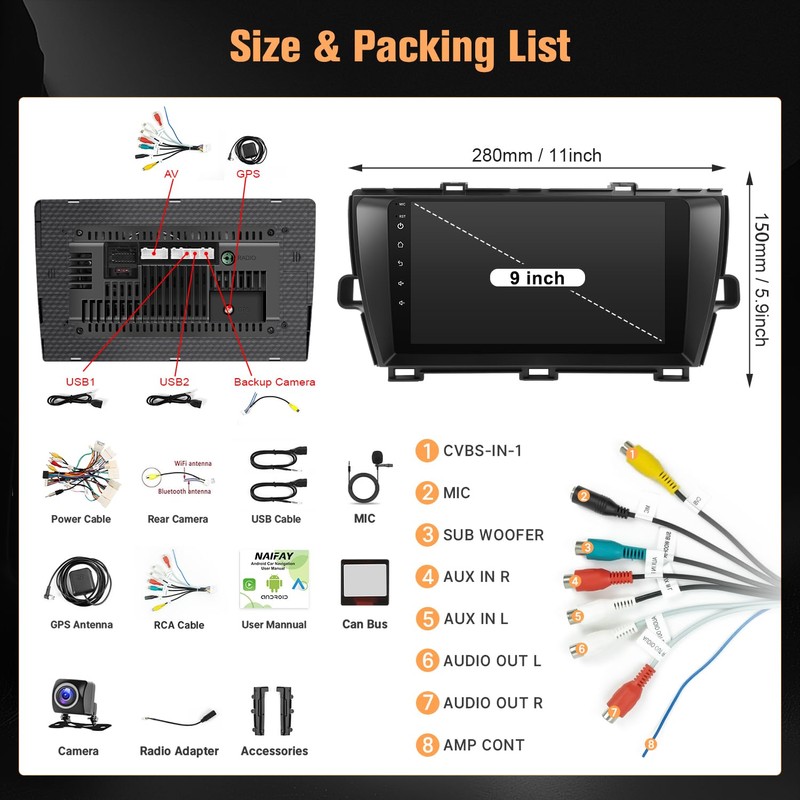 Naifay Android Car Stereo Radio for Toyota Prius (Fit-J.B.L Version)
