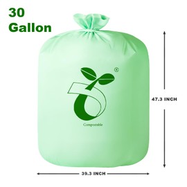 FPN Compostable Trash Bags – (30 gallon) 25 Pack, Handle-Tie, Small Kitchen Food Scrap Waste Bags, Eco-Friendly, Tear-Resistant, Odor-Free, Durable & Convenient