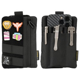 VIPERADE VE27 EDC Organiser Small EDC Pocket Pouch with 4 Pockets, Small Tool Bag EDC Pockets Organiser for Multitool Pocket Organiser EDC Bag Tools Organiser with Velcro Surface Black