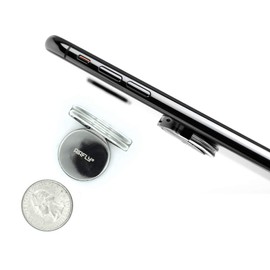 AirFly Phone Finger Ring Holder, 4 in 1, Universal Metal Phone Ring, Table Stand Kickstand, Car Vent Mount, Finger Grip Compatible All Smartphones (Gray Ring)