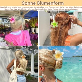 GFORI Pack of 6 Coloured Flowers Hair Clips, 8 cm Large Hawaiian Hair Clip Flower, Thin, Thick, Curly Hair for Women, Strong, Non-Slip Flower Hair Clips, Gift Hair Accessories for Women