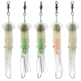 Dr.Fish Señuelos de pesca de agua salada, señuelos LED de 6 pulgadas, cebos de calamar, jigs de atún, luces de caída profunda, señuelos de salmón, señuelos de pesca de mar profundo, señuelos Lincod Mahi Mahi Striper señuelos de cinco colores
