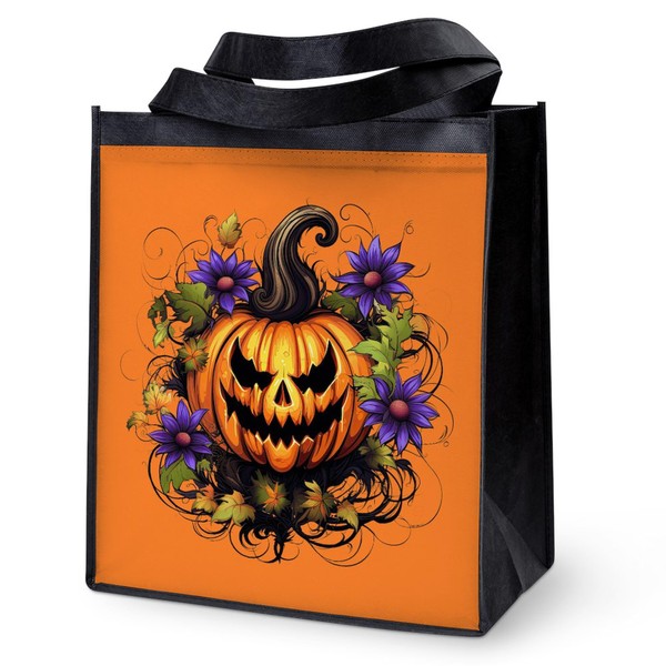 CafePress Jack O Lantern Halloween Trick Treating Reusable Collapsible Grocery