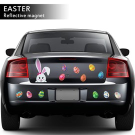 13 Pieces Easter Magnet Cute Egg Rabbit Reflective Magnetic Sticker Bunny Magnet for Easter Day, Car, Refrigerator, Mailbox Decorations