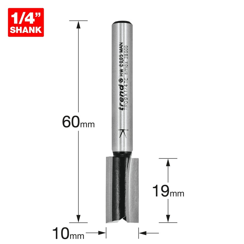 Trend Trade Straight Two Flute Router Cutter Bit, 1/4 Inch