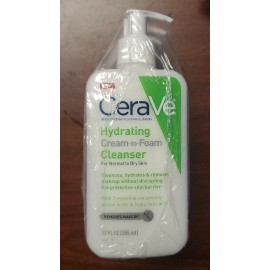 Cerave 3 Pk CeraVe Hydrating Cream-to-Foam Cleanser w/Ceramides Removes Makeup 12oz