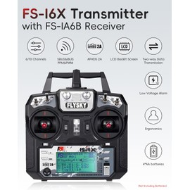 Flysky FS-i6X RC Transmitter with FS-iA6B Receiver 2.4GHz AFHDS 2A Radio Controller for RC Quadcopter Helicopter Multicopter Fixed Wing Car Boat (Mode 2)