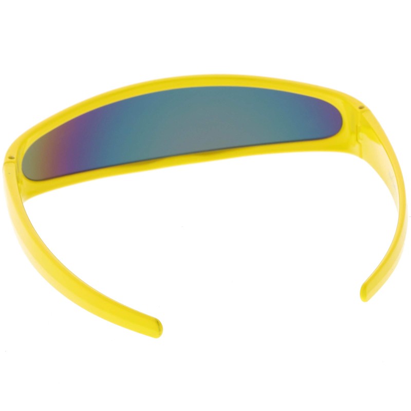 zeroUV Futuristic Narrow Cyclops Color Mirrored Lens Visor Sunglasses (Yellow