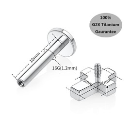 hengkaixuan 16G G23 Titanium Flatback Labret Studs, Internal Thread Lip Studs, Tragus Piercing, Monroe, Medusa Lip Piercing, Silver Lobe Cartilage Conch Earring Jewellery, 6 / 8 / 10 mm, Metal