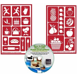 Glass Etching Secrets Food & Baking Reusable Adhesive Stencils: 2 Pack Stencils for Paint or Etching