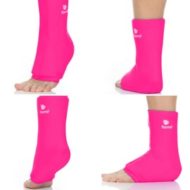 FOMI Hot Cold Ankle Foot Gel Ice Pack Wrap | Premium Comfort 360 Degree Solid Gel Cooling Compression for Plantar Fasciitis, Heel Spurs, Achilles, Tendonitis, Sore Feet, Gout | One Size (Pink)