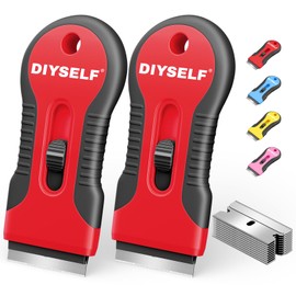 DIYSELF 2 Pack Razor Blade Scraper, Extra 10 PCS Mental Razor Blades Refills, High-Efficiency Razor Scraper, Razor Blade Scraper Tool for Cleaning, Durable Glass Scraper for Cooktop, Kitchen, Oven